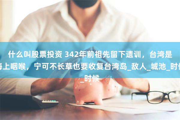 什么叫股票投资 342年前祖先留下遗训，台湾是海上咽喉，宁可不长草也要收复台湾岛_敌人_城池_时候