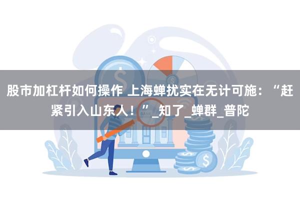 股市加杠杆如何操作 上海蝉扰实在无计可施：“赶紧引入山东人！”_知了_蝉群_普陀